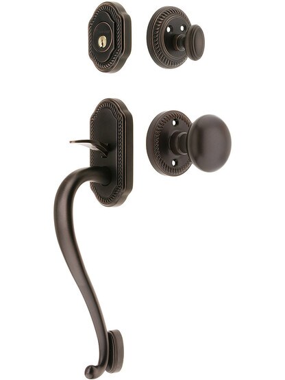 Newport Entry Lock Set in Oil-Rubbed Bronze Finish with Fifth Avenue Knob and